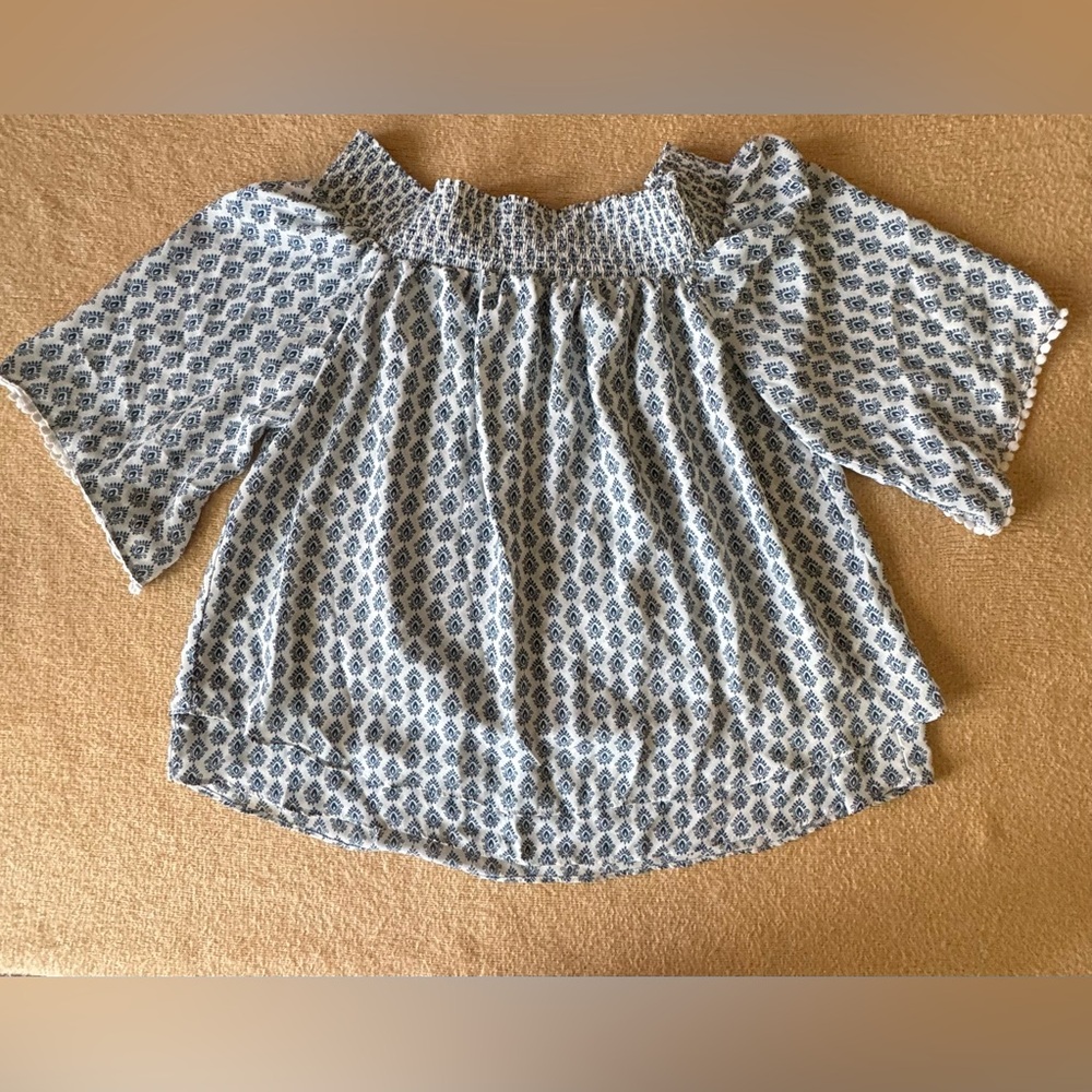 Banana Republic Navy and White Textured Blouse